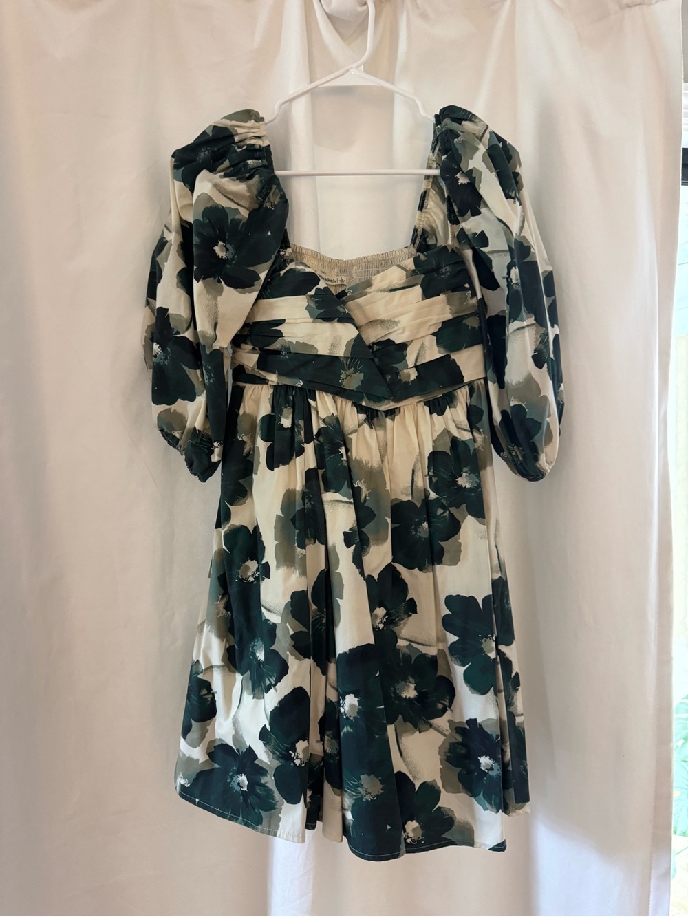 Abercrombie & Fitch Green and Cream Floral Mini Dress